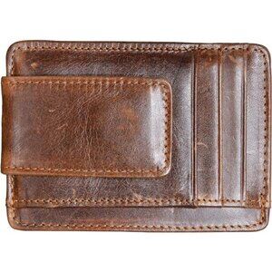 Money Clip RFID Front Pocket Wallet Men Leather Slim‎ Minimalist Wallet,Brown